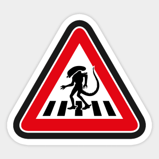 Alien Crosswalk Sign 2 Sticker